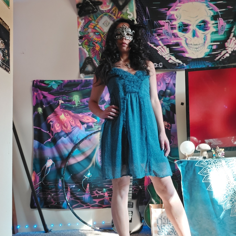 American eagle outfitters blue flowy mini dress